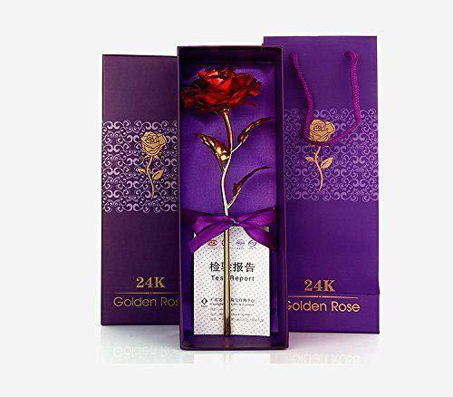 24K Artificial Golden Rose / Gold Red Rose with Gift Box (10 inches) - justgrabit.in | Just Grab It