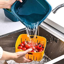 Double Layer Food Drainer Washing Basket with Collapsible Strainers Colander - Justgrabit Inc.