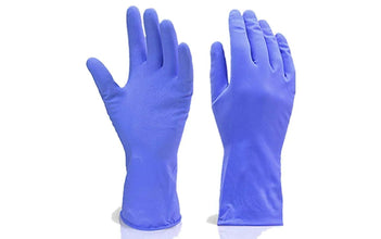 Flock line Reusable Rubber Hand Gloves (Blue) - 1pc - justgrabit.in | Just Grab It