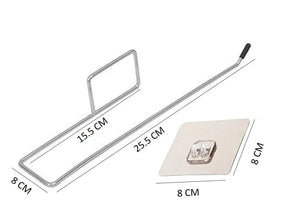Stainless Steel Drill Free Self - Adhesive Paper Roll Holder Tissue Paper Stand Towel Bar Hanger Kitchen Towel Holder for Kitchen Bathroom Toilet (Pack of 1) - justgrabit.in | Just Grab It