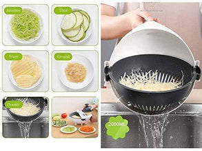 10 in 1 Multifunctional Vegetable Fruits Cutter / Slicer Shredder with Rotating Drain Basket - Justgrabit Inc.