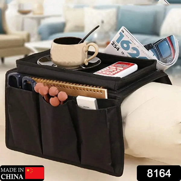 Sofa Arm Rest Hanging Storage Bag, Storage Bag for Sofa Ideal for Sorting Magazines Books (Black) - justgrabit.in | Just Grab It