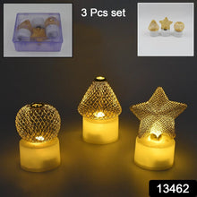 Flameless and Smokeless Decorative Candles Acrylic Led Tea Light Candle for Gifting, House, Light, Diwali (3 Pc Set) - justgrabit.in | Just Grab It