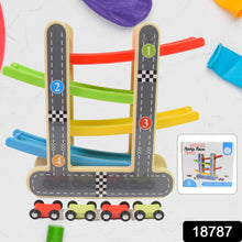 Car Racer Track Play set Wooden Click Clack Toys With 4 Mini Racers (1 Set) - justgrabit.in | Just Grab It
