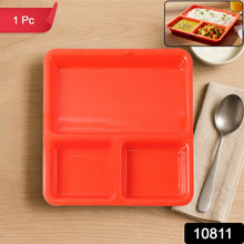Plastic 3 - Compartment Rectangular Meal Serving Tray / Plates (1 Pc) - justgrabit.in | Just Grab It