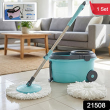 Steel Jari Bucket Mop Set with Microfiber Spin Mop (1 Set) - justgrabit.in | Just Grab It