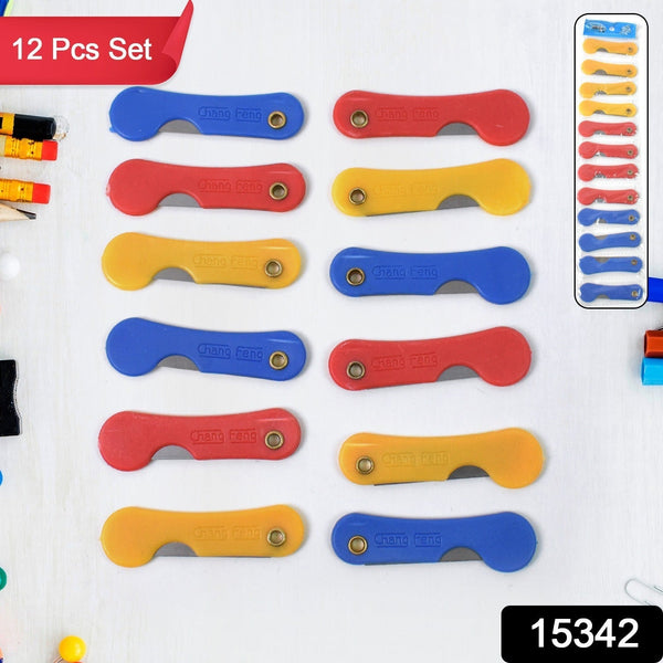 Multicolour Mini Paper Cutter Knife Pencil Knife (Pack of 12) - justgrabit.in | Just Grab It