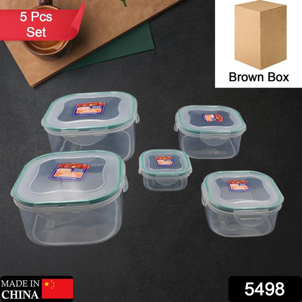 Kitchen Storage Containers Set – Fridge Storage, Plastic Organizer, Snap-Seal Lunch Box (5 Pcs Set) - Justgrabit Inc.