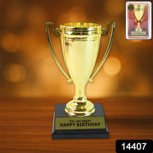 Golden Birthday Trophy – “You Are Great Happy Birthday” Plastic Award with Base - Justgrabit Inc.