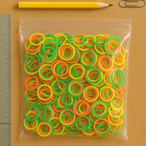 Rubber Band For Office/Home and Kitchen Accessories Item Products, Elastic Rubber Bands, Flexible Reusable Nylon Elastic Unbreakable, For Stationery, School Multicolor (1 Inch, 50 GM), Hair accessories - justgrabit.in | Just Grab It