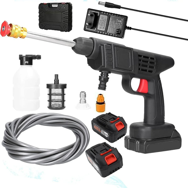 Double Battery 48V Rechargeable Electric, Car Washer Gun (1 Set) - Justgrabit Inc.