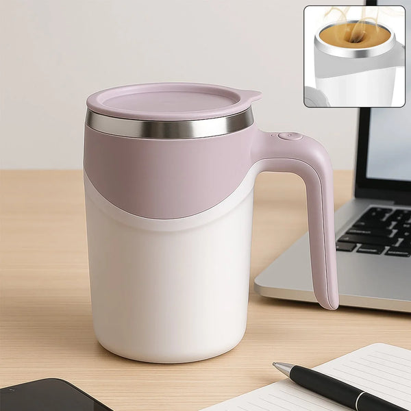 Stirring Coffee Mug | Magnetic Stirring Coffee Cup | Stainless Steel Mug for Milk | Travel Mixing Cup | Self Stirring Coffee Mug, Suitable for Coffee / Milk / Hot Chocolat | Battery Operated ( Battery Not Included) - Justgrabit Inc.