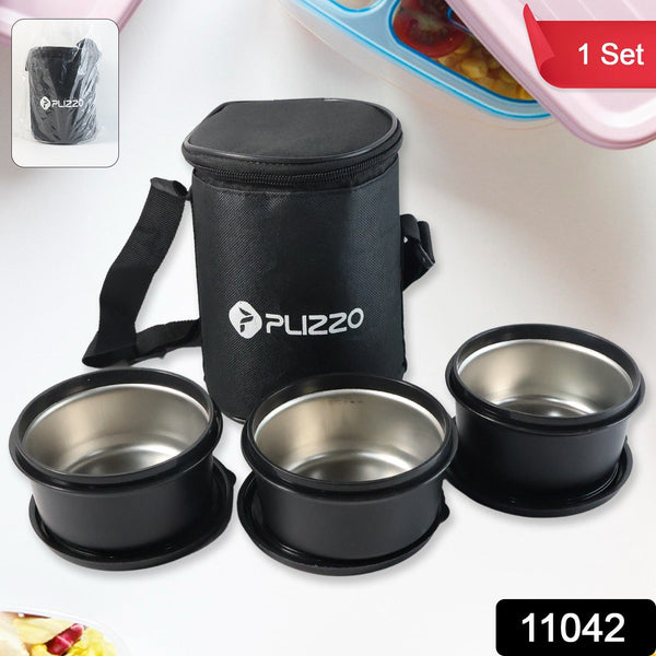 Insulated Stainless Steel Tiffin Lunch Box Set with Carry Bag (1 Set) - justgrabit.in | Just Grab It