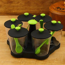 Multipurpose 6 Piece Miracle Revolving Plastic Spice Container Rack With 6 Spoon, Condiment Set, Masala Rack Set, Revolving Spice Rack Aachar Container Chutney Mukhwas Tray Masala Dining Spice Stand - Justgrabit Inc.