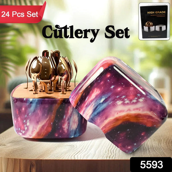 Unique Golden Egg Storage Modern Tableware Steak Knives Fork Flatware Set Royal Spoon Set Tableware Gold Cutlery Set Dishwasher Safe Mirror Finished With Gift Box for Halloween 24Pcs Set) - Justgrabit Inc.