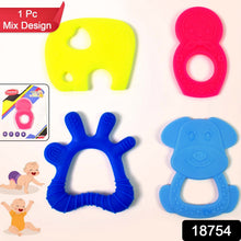 Silicone Baby Teether Pack of 1 (Mix Design & Color) - justgrabit.in | Just Grab It