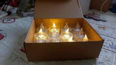 12 Pcs Flameless and Smokeless Decorative Acrylic Candles Transparent Led Tea Light Candle for Gifting, House, Diwali, Christmas, Festival, Events Decor Candles, Diwali - justgrabit.in | Just Grab It
