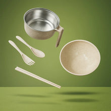 Rice Bowl Noodle Set – 6 Pcs with Lid, Handle & Cutlery - Justgrabit Inc.