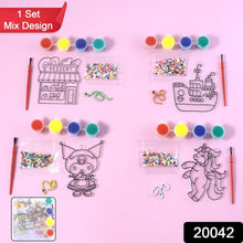 Kids Paint Coloring & Craft Activity Set with Beads (Mix Design, 1 Set) - justgrabit.in | Just Grab It