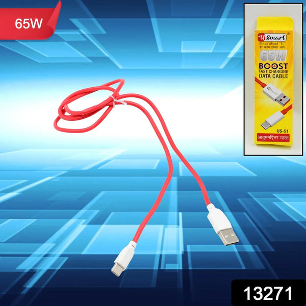 Type C data cable Fast Charging Data Cable (1000 MM / 65W / 1 Pc) - Justgrabit Inc.