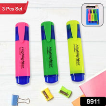 Highlighter Pen, Assorted Colours Water Based Broad Tip Writing Marker (3 Pcs Set) - Justgrabit Inc.