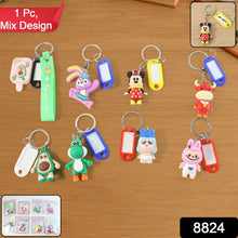 Cartoon Character Keychain with Name Tag (Mix Design, 1 Pc) - justgrabit.in | Just Grab It