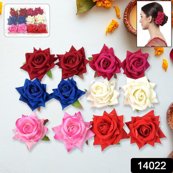 Colourful Flowing Flower Hair Pin (12 Pcs Set / Mix Color), Hair accessories - justgrabit.in | Just Grab It