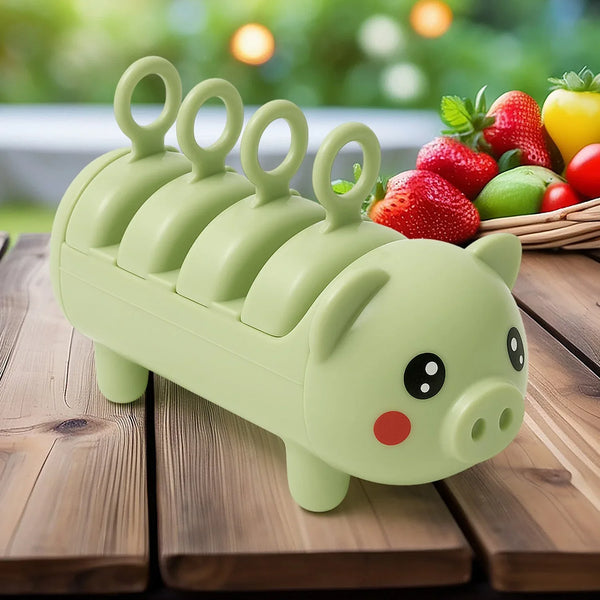 Pig Shape Mold Ice Candy, sicle Mold Ice, Plastic Ice Candy Maker Kulfi Maker Molds Set with 4 Cups - justgrabit.in | Just Grab It
