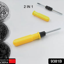 Small Pocket Size 2 in 1 Slotted Cross Head Double Sided Flat Magnetic Screwdriver with PVC Plastic Coated Handle (1 Pc) - justgrabit.in | Just Grab It