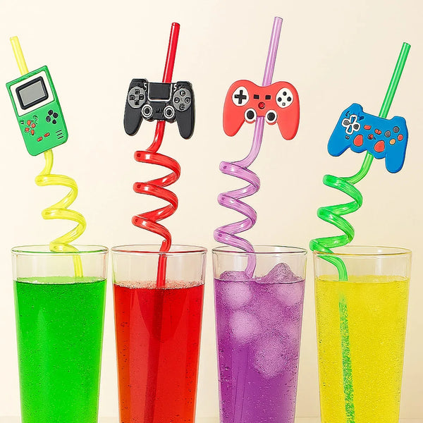 Plastic Straws Reusable Drinking Straws (4 pc Set / Mix design) - justgrabit.in | Just Grab It