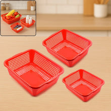 Plastic 3 Pieces Kitchen Large Size Dish Rack Drainer Vegetables and Fruits Washing Basket Dish Rack Multipurpose Organizers - justgrabit.in | Just Grab It