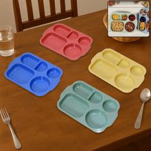 Divided Plates, 5 Compartments 32 CM Split Plates, Shatterproof Separating Plates For Kids And Adults, Microwave and Dishwasher Tableware Set, Multi - Colour, Modern (4 Pc Set) - justgrabit.in | Just Grab It