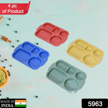 Divided Plates, 5 Compartments 32 CM Split Plates, Shatterproof Separating Plates For Kids And Adults, Microwave and Dishwasher Tableware Set, Multi - Colour, Modern (4 Pc Set) - justgrabit.in | Just Grab It
