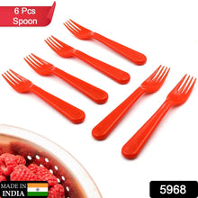 Plastic Fork Spoon, Fork Spoon Set, Fruit Fork Spoon Set | Baby Fork Spoon/Vegetable Fork Spoon, Plastic Salad Spoon, Dessert Spoon (6pc set) - justgrabit.in | Just Grab It