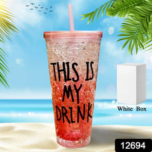 Plastic Creative Cold Drink Cup, Reusable Tea Coffee Tumbler with Lid and Straw, Double Wall Plastic Drinking Sport Bottle, Travel Tumbler - Justgrabit Inc.