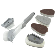Home & Kitchen Cleaning Brushes, Scrubber, Soap Dispenser Scrub Brush for Pans Pots and Bathtub Sink (5 In 1) - justgrabit.in | Just Grab It