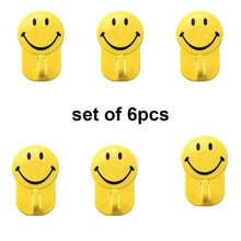 Plastic Self - Adhesive Smiley Face Hooks, 1 Kg Load Capacity (6pcs) - Justgrabit Inc.