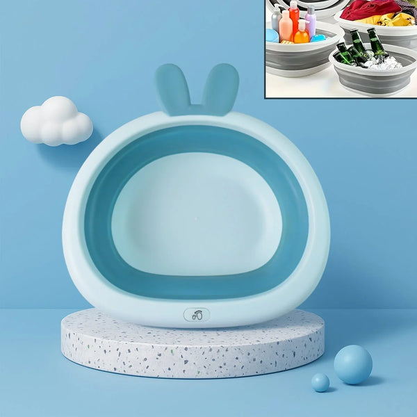 Foldable Multipurpose Collapsible Basin with Bunny Ear Handle - justgrabit.in | Just Grab It