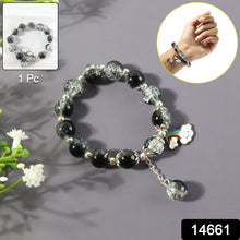 Elegant Black & Crystal Beaded Charm Bracelet - justgrabit.in | Just Grab It