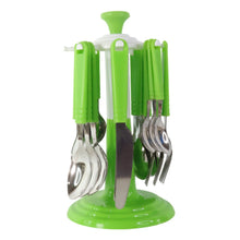 Stainless Steel Cutlery Set with Stand - (24 Pc) - justgrabit.in | Just Grab It