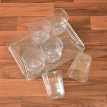 6pc Glasses Set With tray Stylish Transparent Water Glass / Juice Glass / Beer Glass / Wine Glass Plastic Glass Set - Justgrabit Inc.