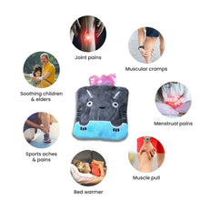 Grey Cat Print Small Hot Water Bag with Cover for Pain Relief - Justgrabit Inc.