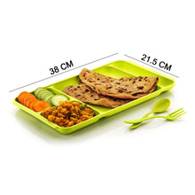 4 - Compartment Plastic Dish Set with Spoon & Fork – Versatile Dinner & Pav Bhaji Plate - Justgrabit Inc.