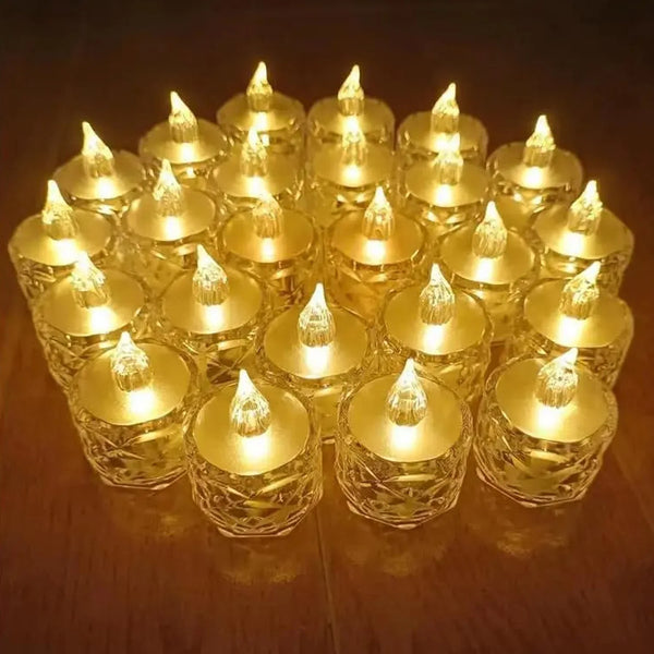 24 Pcs Flameless and Smokeless Decorative Acrylic Candles Transparent Led Tea Light Candle for Gifting, House, Diwali, Christmas, Festival, Events Decor Candles, Diwali - justgrabit.in | Just Grab It