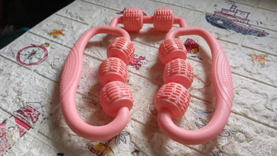Muscle Massage Roller 8 Wheels Relieve Soreness Leg Muscle Roller Fitness Roller Muscle Relaxer Massage Roller Ring Clip All Round Massaging Uniform Force Elastic PP Drop Shaped for Home Use (1 Pc) - justgrabit.in | Just Grab It