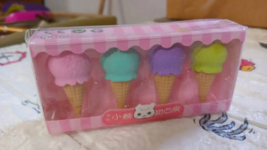 Cone Eraser for Girls & Boys / Eraser for School B'Day Return Gift Party Doughnut Lollipop Ice Cream Theme Shape Erasers Pencils Set for Kids Educational Stationary kit, School Supplies (1 Set 4 Pc) - justgrabit.in | Just Grab It