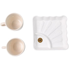 Cerntric Ceramic Tea Cup With Plastic Square Shape Serving Platter Milk Cup 3pc Set - Justgrabit Inc.