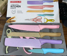 Corrugated 6Pc Kitchen Knife Set Professional Box Knife Set 6 Piece Forged Kitchen Knives with Box. - Justgrabit Inc.