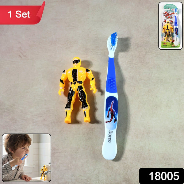 Kids Toothbrush Set with Cartoon Robot Toy - justgrabit.in | Just Grab It