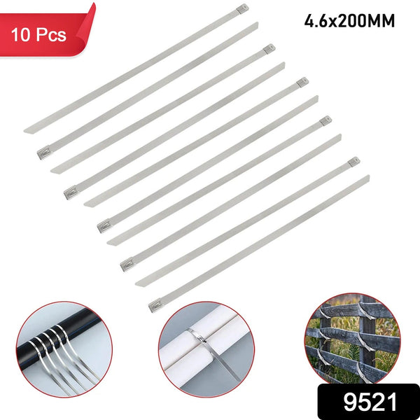 Multipurpose Stainless Steel Cable TIE (10 pcs Set / 4.6x200MM) - justgrabit.in | Just Grab It